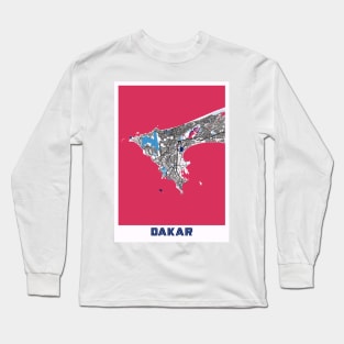 Dakar - Senegal MilkTea City Map Long Sleeve T-Shirt